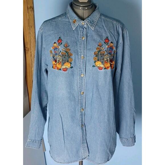 Bobbie Brooks Tops - Vintage Bobbie Brooks Halloween Scarecrow Pumpkins Embroidered Fall Autumn XL